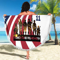 911 Memorial Beach Blanket Patriot Day American Flag and Soldier Silhouette Honor and Remember - Wonder Print Shop