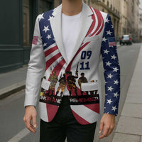 911 Memorial Blazer Patriot Day American Flag and Soldier Silhouette Honor and Remember - Wonder Print Shop