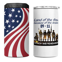 911 Memorial 4 in 1 Can Cooler Tumbler Patriot Day American Flag and Soldier Silhouette Honor and Remember - Wonder Print Shop
