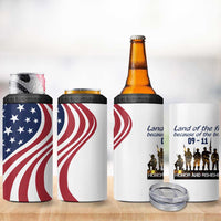 911 Memorial 4 in 1 Can Cooler Tumbler Patriot Day American Flag and Soldier Silhouette Honor and Remember - Wonder Print Shop
