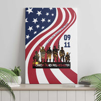 911 Memorial Canvas Wall Art Patriot Day American Flag and Soldier Silhouette Honor and Remember - Wonder Print Shop