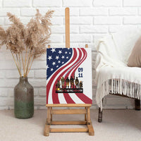 911 Memorial Canvas Wall Art Patriot Day American Flag and Soldier Silhouette Honor and Remember - Wonder Print Shop