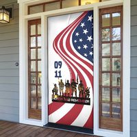 911 Memorial Door Cover Patriot Day American Flag and Soldier Silhouette Honor and Remember - Wonder Print Shop