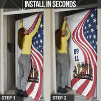 911 Memorial Door Cover Patriot Day American Flag and Soldier Silhouette Honor and Remember - Wonder Print Shop