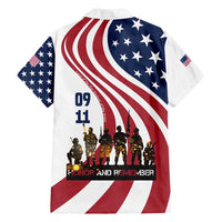 911 Memorial Family Matching Off Shoulder Maxi Dress and Hawaiian Shirt Patriot Day American Flag and Soldier Silhouette Honor and Remember - Wonder Print Shop
