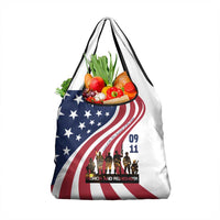 911 Memorial Grocery Bag Patriot Day American Flag and Soldier Silhouette Honor and Remember - Wonder Print Shop