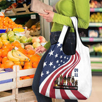911 Memorial Grocery Bag Patriot Day American Flag and Soldier Silhouette Honor and Remember - Wonder Print Shop