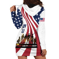 911 Memorial Hoodie Dress Patriot Day American Flag and Soldier Silhouette Honor and Remember - Wonder Print Shop