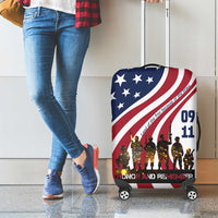 911 Memorial Luggage Cover Patriot Day American Flag and Soldier Silhouette Honor and Remember - Wonder Print Shop