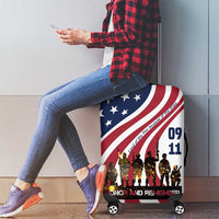 911 Memorial Luggage Cover Patriot Day American Flag and Soldier Silhouette Honor and Remember - Wonder Print Shop