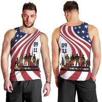 911 Memorial Men Tank Top Patriot Day American Flag and Soldier Silhouette Honor and Remember - Wonder Print Shop