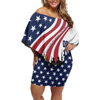 911 Memorial Off Shoulder Short Dress Patriot Day American Flag and Soldier Silhouette Honor and Remember - Wonder Print Shop