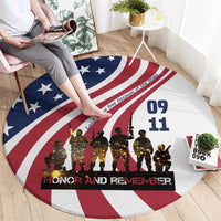 911 Memorial Round Carpet Patriot Day American Flag and Soldier Silhouette Honor and Remember - Wonder Print Shop