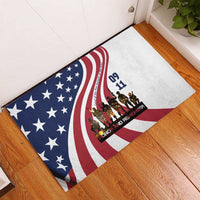 911 Memorial Rubber Doormat Patriot Day American Flag and Soldier Silhouette Honor and Remember - Wonder Print Shop