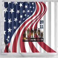 911 Memorial Shower Curtain Patriot Day American Flag and Soldier Silhouette Honor and Remember - Wonder Print Shop