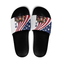 911 Memorial Slide Sandals Patriot Day American Flag and Soldier Silhouette Honor and Remember - Wonder Print Shop