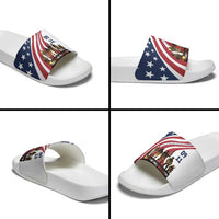 911 Memorial Slide Sandals Patriot Day American Flag and Soldier Silhouette Honor and Remember - Wonder Print Shop