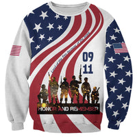 911 Memorial Sweatshirt Patriot Day American Flag and Soldier Silhouette Honor and Remember - Wonder Print Shop