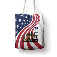 911 Memorial Tote Bag Patriot Day American Flag and Soldier Silhouette Honor and Remember - Wonder Print Shop
