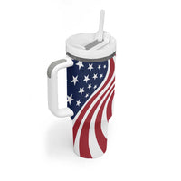 911 Memorial Tumbler With Handle Patriot Day American Flag and Soldier Silhouette Honor and Remember - Wonder Print Shop