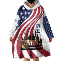 911 Memorial Wearable Blanket Hoodie Patriot Day American Flag and Soldier Silhouette Honor and Remember - Wonder Print Shop