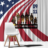 911 Memorial Window Curtain Patriot Day American Flag and Soldier Silhouette Honor and Remember - Wonder Print Shop