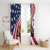 911 Memorial Window Curtain Patriot Day American Flag and Soldier Silhouette Honor and Remember - Wonder Print Shop