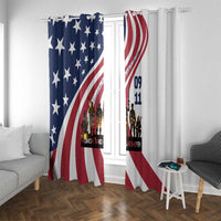 911 Memorial Window Curtain Patriot Day American Flag and Soldier Silhouette Honor and Remember - Wonder Print Shop