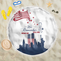 Patriot Day 911 Memorial Beach Blanket American Flag and New York City Skyline Design - Wonder Print Shop