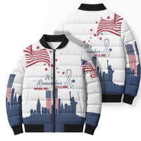 Patriot Day 911 Memorial Bomber Puffer Jacket American Flag and New York City Skyline Design - Wonder Print Shop