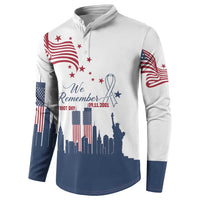 Patriot Day 911 Memorial Button Sweatshirt American Flag and New York City Skyline Design - Wonder Print Shop
