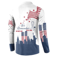 Patriot Day 911 Memorial Button Sweatshirt American Flag and New York City Skyline Design - Wonder Print Shop
