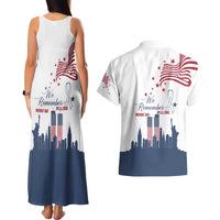 Patriot Day 911 Memorial Couples Matching Tank Maxi Dress and Hawaiian Shirt American Flag and New York City Skyline Design - Wonder Print Shop