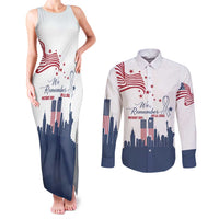 Patriot Day 911 Memorial Couples Matching Tank Maxi Dress and Long Sleeve Button Shirt American Flag and New York City Skyline Design - Wonder Print Shop