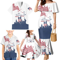 Patriot Day 911 Memorial Family Matching Mermaid Dress and Hawaiian Shirt American Flag and New York City Skyline Design - Wonder Print Shop