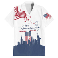 Patriot Day 911 Memorial Family Matching Off The Shoulder Long Sleeve Dress and Hawaiian Shirt American Flag and New York City Skyline Design - Wonder Print Shop