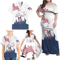Patriot Day 911 Memorial Family Matching Off Shoulder Maxi Dress and Hawaiian Shirt American Flag and New York City Skyline Design - Wonder Print Shop