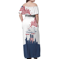 Patriot Day 911 Memorial Family Matching Off Shoulder Maxi Dress and Hawaiian Shirt American Flag and New York City Skyline Design - Wonder Print Shop