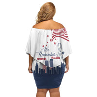 Patriot Day 911 Memorial Family Matching Off Shoulder Short Dress and Hawaiian Shirt American Flag and New York City Skyline Design - Wonder Print Shop