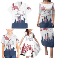 Patriot Day 911 Memorial Family Matching Puletasi and Hawaiian Shirt American Flag and New York City Skyline Design - Wonder Print Shop