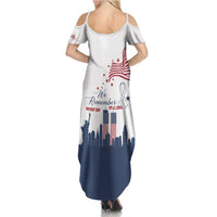Patriot Day 911 Memorial Family Matching Summer Maxi Dress and Hawaiian Shirt American Flag and New York City Skyline Design - Wonder Print Shop