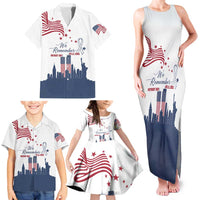 Patriot Day 911 Memorial Family Matching Tank Maxi Dress and Hawaiian Shirt American Flag and New York City Skyline Design - Wonder Print Shop