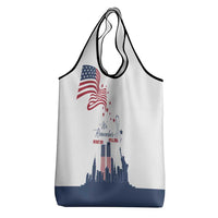 Patriot Day 911 Memorial Grocery Bag American Flag and New York City Skyline Design - Wonder Print Shop