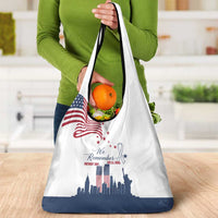 Patriot Day 911 Memorial Grocery Bag American Flag and New York City Skyline Design - Wonder Print Shop