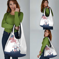 Patriot Day 911 Memorial Grocery Bag American Flag and New York City Skyline Design - Wonder Print Shop