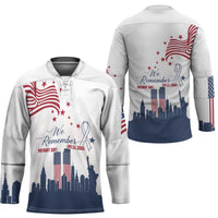 Patriot Day 911 Memorial Hockey Jersey American Flag and New York City Skyline Design - Wonder Print Shop