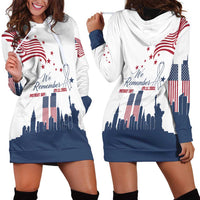 Patriot Day 911 Memorial Hoodie Dress American Flag and New York City Skyline Design - Wonder Print Shop