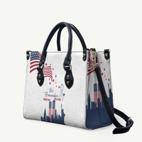 Patriot Day 911 Memorial Leather Bag American Flag and New York City Skyline Design - Wonder Print Shop