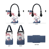 Patriot Day 911 Memorial Leather Bag American Flag and New York City Skyline Design - Wonder Print Shop