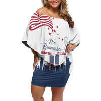 Patriot Day 911 Memorial Off Shoulder Short Dress American Flag and New York City Skyline Design - Wonder Print Shop